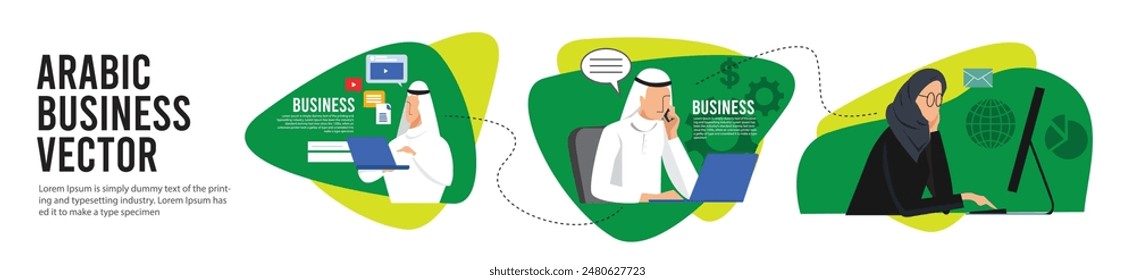 Arabic business icon set vector art