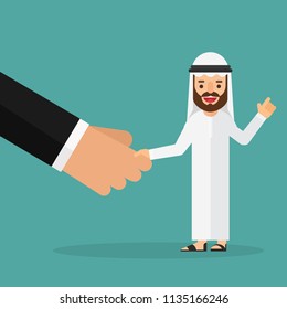 Arabic Business man shaking big hands
