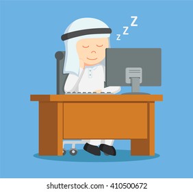 Arabic business man sleepy