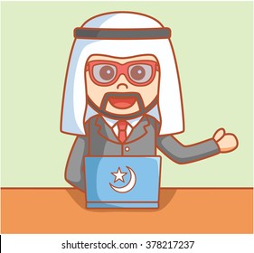 Arabic business man using laptop