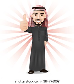 Arabic Businessman Showing Thumbs Up Sign