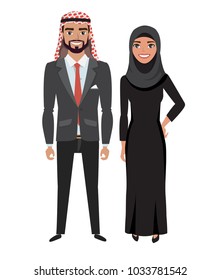Arabic businessman and woman in costume