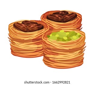 Pastel árabe cortado en garrapatas e iluminación vectorial dura