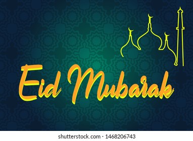 Arabic Calligraphic text of Eid Mubarak for the moslem celebration