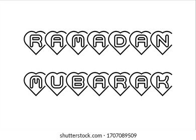 Arabic calligraphic text of Ramadan Mubarak for the muslim celebration.