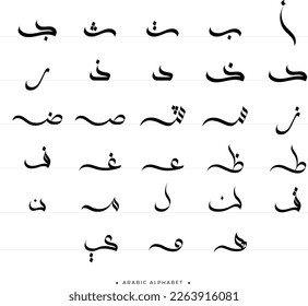 arabic calligraphy alphabet modern line 