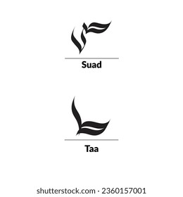 Arabic calligraphy Al-Saif Style, alphabets Suad and Taa in two variants.