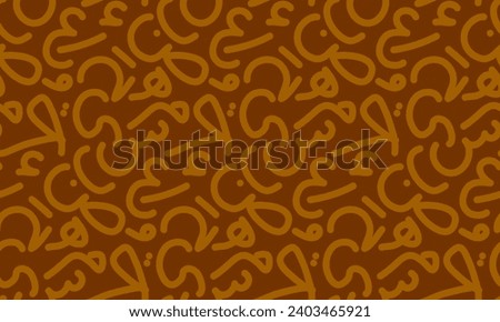 Arabic calligraphy background. Arabic alphabet letters in free style. Arabic abstract background with separate letters. Vector illustration