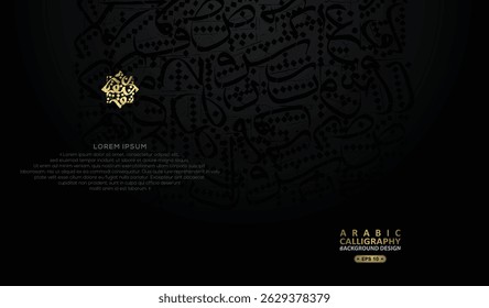 Arabic Calligraphy Background Design With Glowing Gold Without SPESIFIC MEANING IN ENGLISH For Decoration, Wallpaper, Banner, Illustration, Cover And Greeting Card