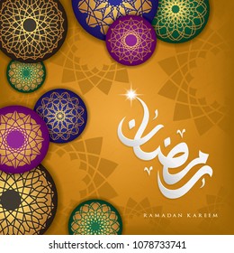 Arabic calligraphy design for Ramadan with Geometric and Islamic decoration