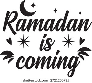 Caligrafia árabe saudação Ramadan Kareem com lua crescente e estrelas vetor