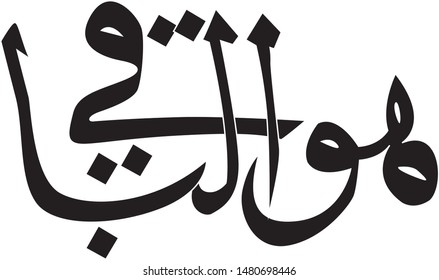 Arabic calligraphy inscription "Huvel Baki" that means: Only He (God) is everlasting. It was the most popular phrase at ottoman tombstones. Vectoral with white borders on letters.