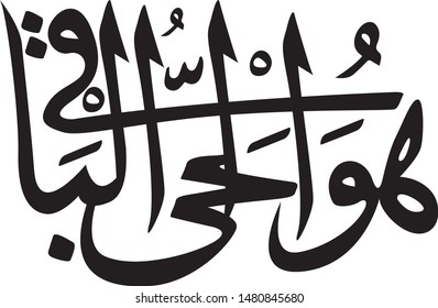 Arabic calligraphy inscription "Huvel Hayyul Baki" that means: He (God) is alive and everlasting. It was one of the most popular phrases at ottoman tombstones. Vectoral.