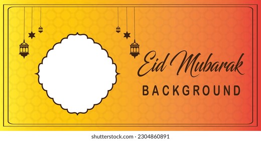 Caligrafía árabe y luna creciente islámica para Eid Mubarak. Diseño de Eid Mubarak con adorno de diseño creativo. Dorado de lujo, fondo ornamental con paté islámico y adorno decorativo.