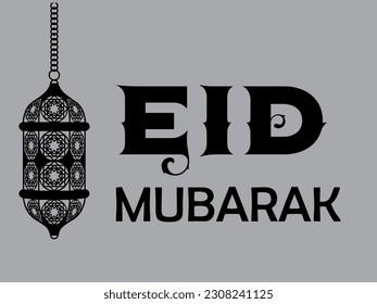 Arabic calligraphy and an Islamic crescent moon for Eid Mubarak Eid Mubarak design with creative design ornament