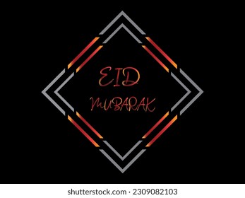Arabic calligraphy and an islamic crescent moon for Eid Mubarak. Eid Mubarak design with creative design ornament. Golden luxury ornamental background with islamic patten and decorative ornament.