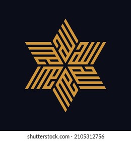 Arabic calligraphy of the name of God (Allah) in star shape.