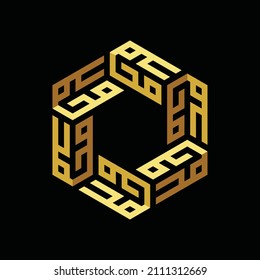 Arabische Kalligraphie des Namens Mohammed (Der Prophet) in Hexagon-Form.