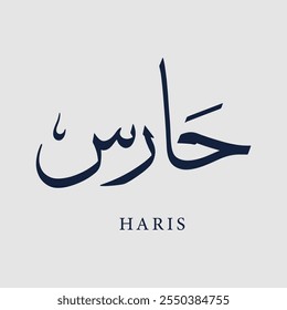 Arabic Calligraphy Name Translated (Haris) Arabic Letters Alphabet Font typography Lettering Islamic Logo vector illustration