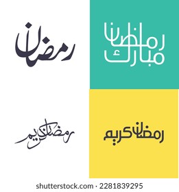 Arabic Calligraphy Pack for Celebrating Ramadan Kareem in a Minimalistic Style.