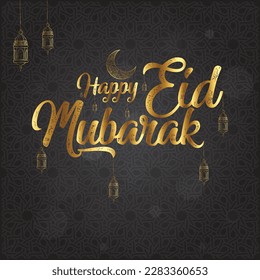 caligrafía árabe para ramadán y eid mubarak Caligrafía árabe tradicional Diseño de elementos de plantilla con vector oro y negro 