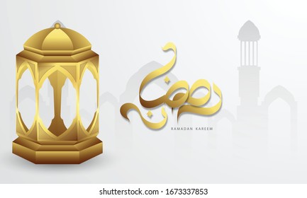 Arabic calligraphy, Ramadan Kareem and Islamic poster design vector illustration