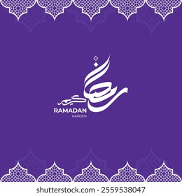 Arabic calligraphy of Ramadan Kareem. The meaning of this lettering is have a generous Ramadan, the fasting worship on islamic religion. Suitable for greeting