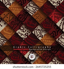 Arabic Calligraphy Seamless Pattern Background Vector Design. Also Can Used For Wallpaper, Banner, Card, Cover, Decoration, Flyer, Illustration etc
