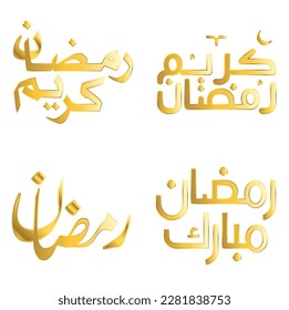 Ilustración del vector de caligrafía árabe para celebrar el Ramadán dorado Kareem.