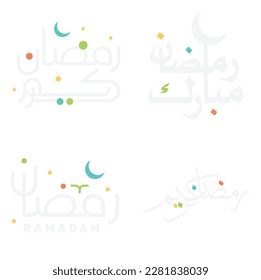 Ilustración del vector de caligrafía árabe para Ramadan Kareem desea saludos.