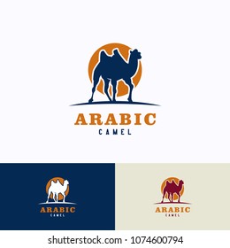 Arabic Camel Logo Template Design. Creative Vector Emblem, for Icon or Design Concept.