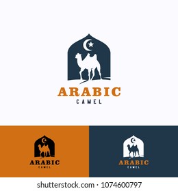 Arabic Camel Logo Template Design. Creative Vector Emblem, for Icon or Design Concept.