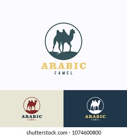 Arabic Camel Logo Template Design. Creative Vector Emblem, for Icon or Design Concept.