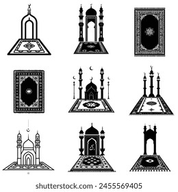 Arabic carpet for namaz prayer islam icon