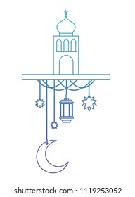 arabic castle with moon and decoration hanging