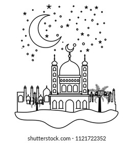 arabic castle with moon in the night
