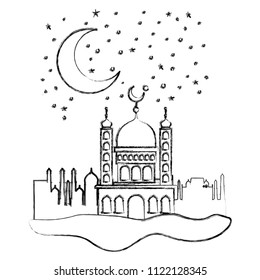 arabic castle with moon in the night