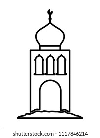 arabic castle tower with moon