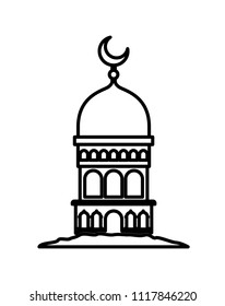 arabic castle tower with moon