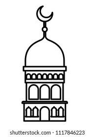arabic castle tower with moon