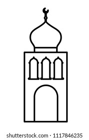 arabic castle tower with moon