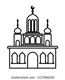 arabic castle tower with moon