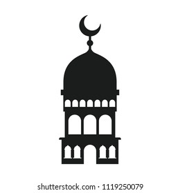 arabic castle tower with moon