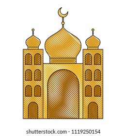 arabic castle tower with moon