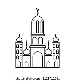 arabic castle tower with moon