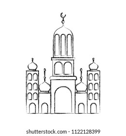 arabic castle tower with moon