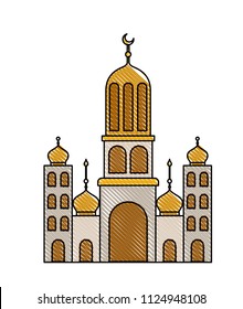 arabic castle tower with moon