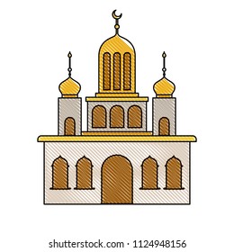 arabic castle tower with moon