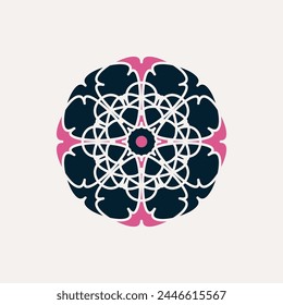 Arabic circular geometric symbol. Vector floral mosaic oriental ornamental logo template