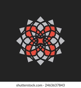 Símbolo geométrico circular árabe. Vector de mosaico floral oriental ornamental logo Plantilla